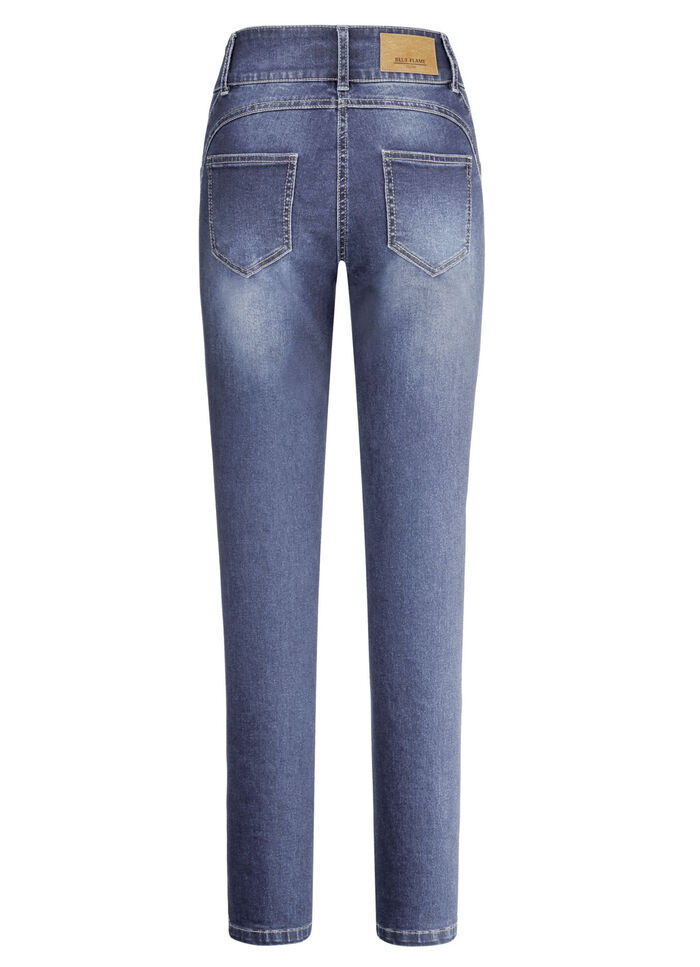 Vormgevende jeans in 4-pocketmodel JEANS BLAUW