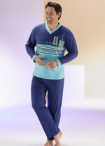 Pyjama met V-hals en gestreept dessin 