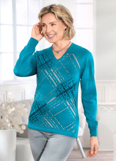 Trui met nieuwe wol en decoratief patroon 