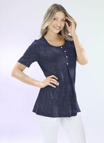 Lang shirt met subtiele all-over print in 2 kleuren MARINE-SILBER
