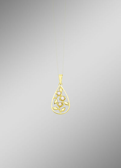 Elegante hanger in bloemmotief met zoetwaterparels 