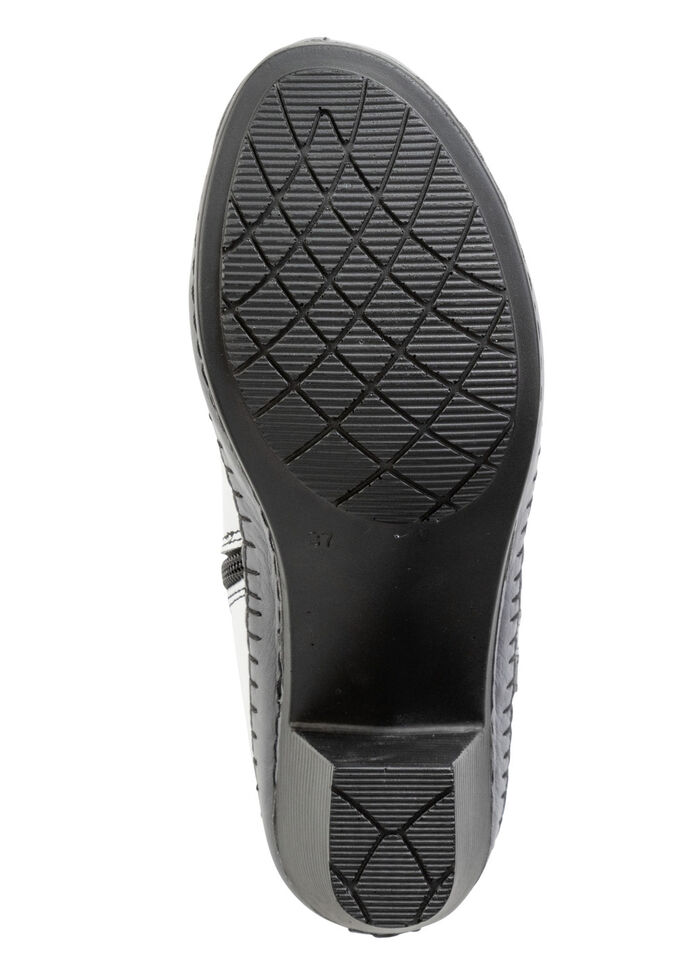 Gemini enkellaarsjes van rundnappaleer met contrasterende strepen WIT-GRIJS-ZWART