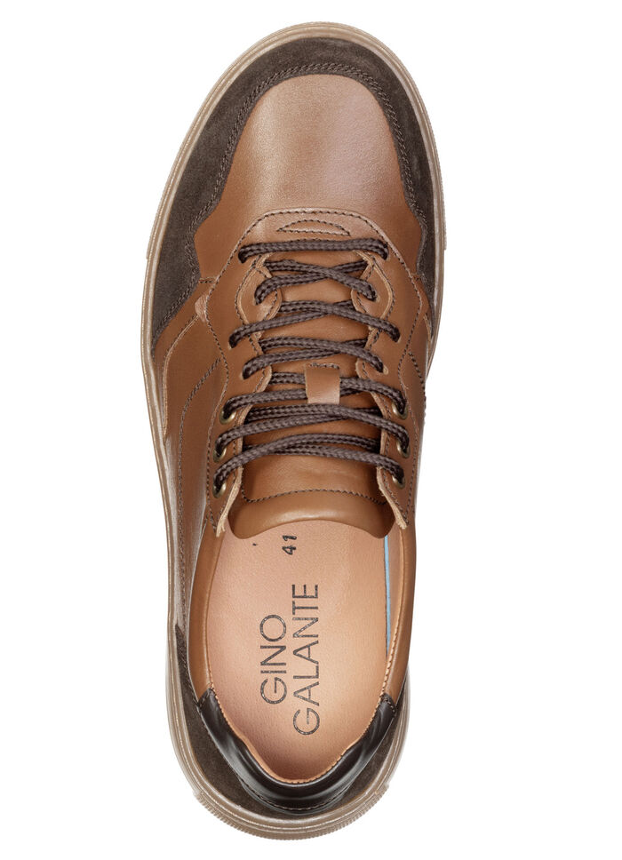 GINO GALANTE, klassieke heren veterschoen, met uitneembaar voetbed COGNAC