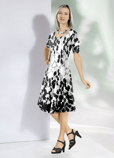 Jurk met expressieve randprint 