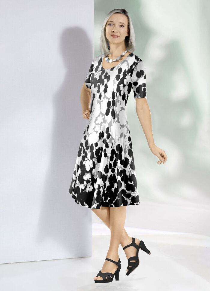 Jurk met expressieve randprint 