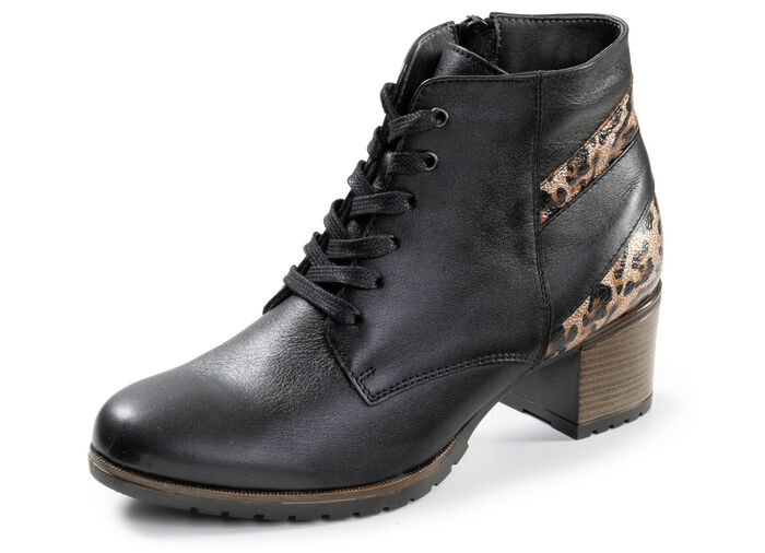 ELENA EDEN, trendy dames enkellaarsjes, breedte G, met uitneembaar voetbed SCHWARZ-BRAUN