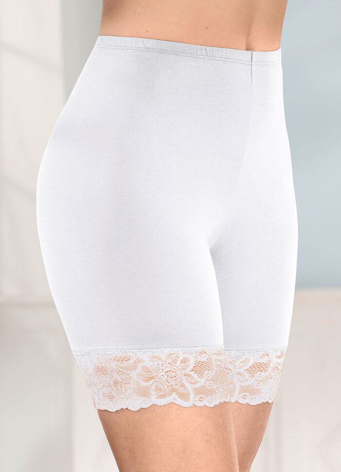 Tweepak lange broeken met kant aan de uiteinden van de pijpen 