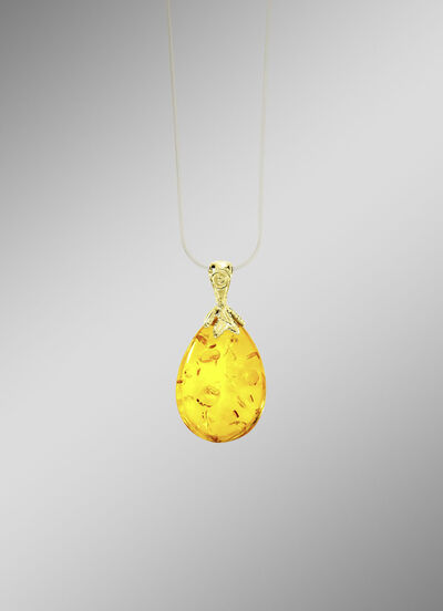 Een druppel licht – hanger met echt barnsteen! 