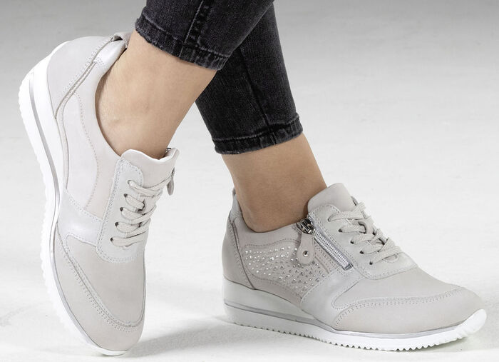 Waldläufer, comfortabele dames veterschoenen, breedte H, met uitneembaar voetbed PASTELGRIJS