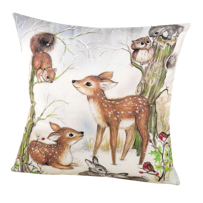 Kussenhoes met betoverende wintertaferelen BOSDIEREN