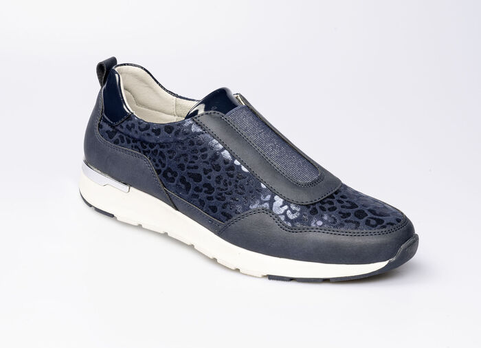 Modieuze stretch sneaker in luipaardlook BLAU