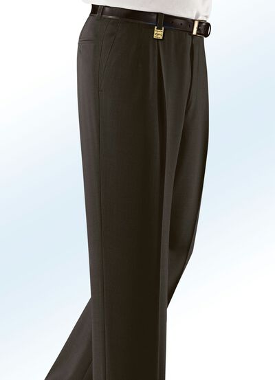 'Klaus Modelle'-broek met riem in 4 kleuren DONKERBRUIN