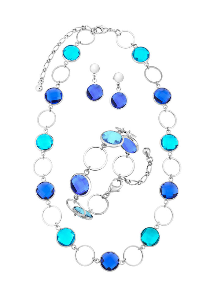 Sieradenset, 3-delig, met kristalstenen 