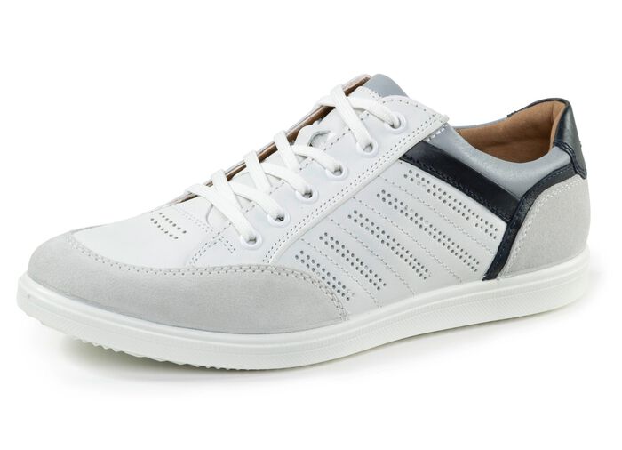 GINO Galante sneakers met contrasterende bies en decoratieve perforatie WIT