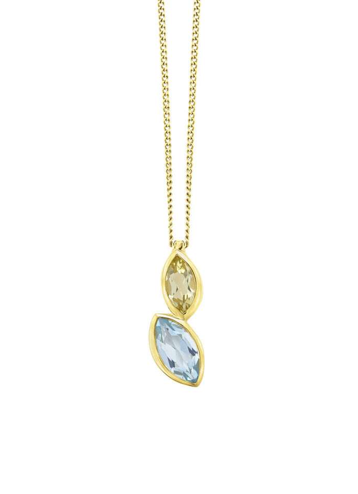 Luxueuze helderheid: hanger met blauwe topaas en citroenkwarts 
