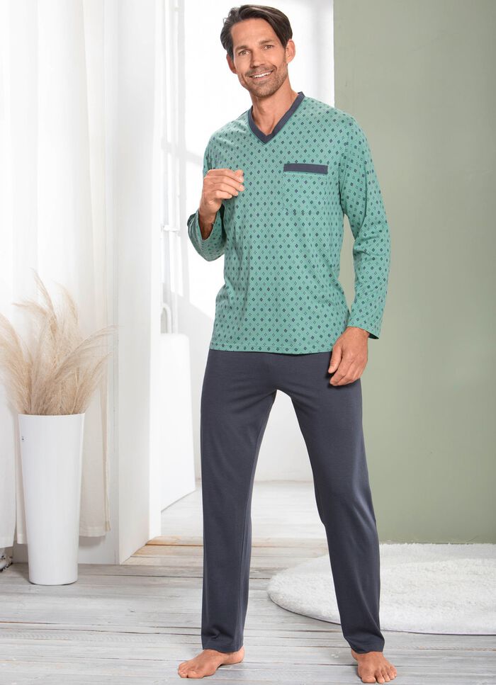 Pyjama met V-hals en open uiteinden 