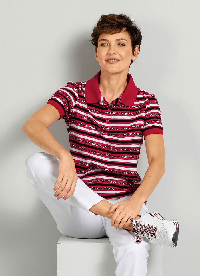 Poloshirt met een gestreept all-over dessin 