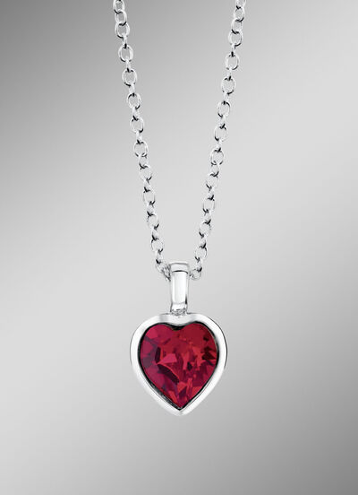 Hartvormige hanger met Swarovski&reg; kristal en ketting 