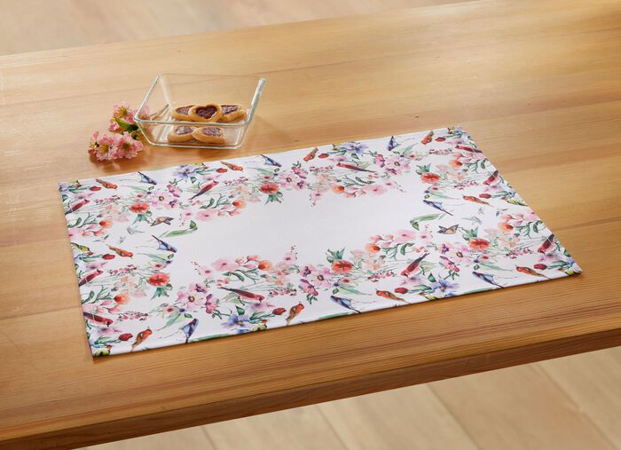 Mooie Tafelkleed met Vogeltjes en Bloemen 