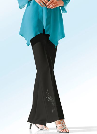 Broek met decoratief strasmotief 