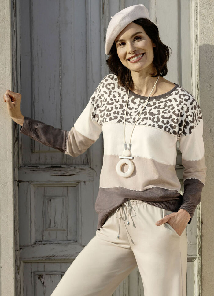 Fijngebreide trui ECRU-BEIGE-BRAUN
