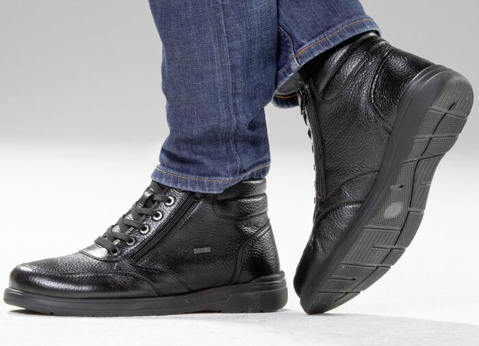 GINO GALANTE, gevoerde herenlaarzen, winterschoenen, met rits SCHWARZ