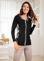 Overhemdjas met zilverkleurige decoratieve platen 