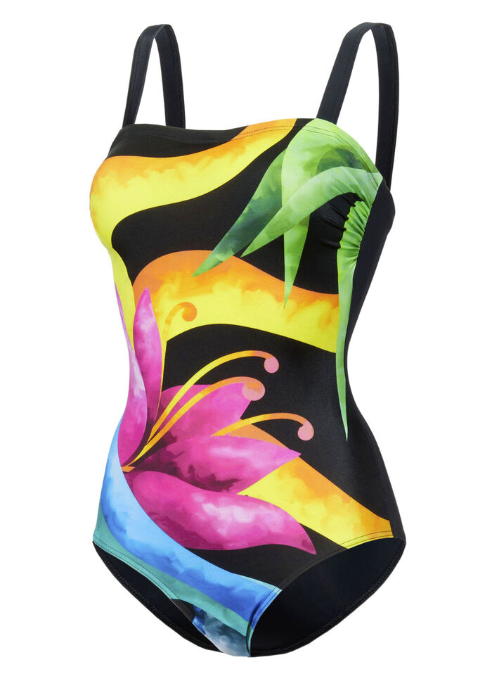Schwab badpak met geplaatste print en halve corsage 