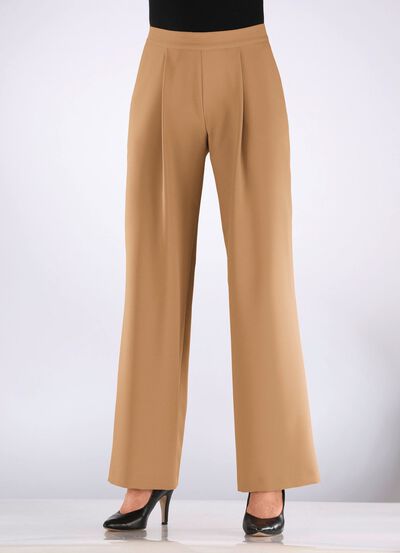 Broek met plooien in modieuze wijdte 
