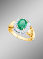 Damesring met smaragd en diamanten 