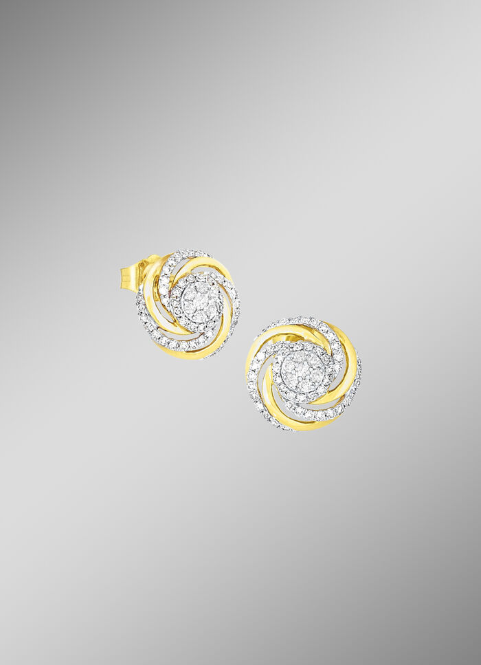 Interessante oorbellen met 14 briljant geslepen diamanten en 90 diamanten 