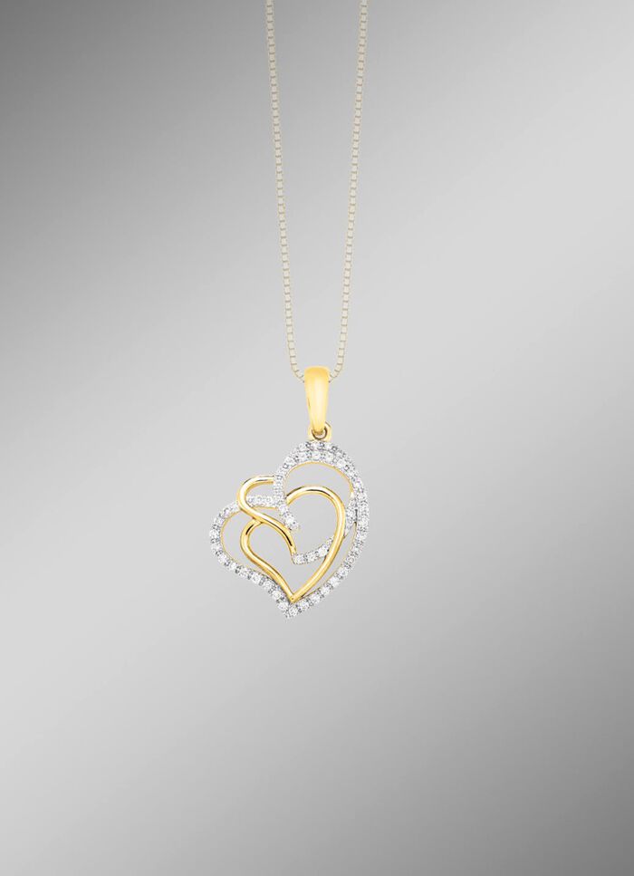 Hartvormige hanger met 45 diamanten 