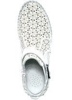 Gemini, zomer enkellaarsjes voor dames, breedte G, met uitneembaar voetbed WIT