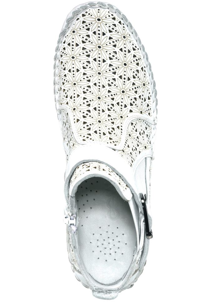 Gemini, zomer enkellaarsjes voor dames, breedte G, met uitneembaar voetbed WIT