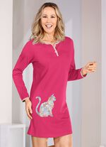 Set van twee nachthemden met knoopsluiting en geplaatste print 