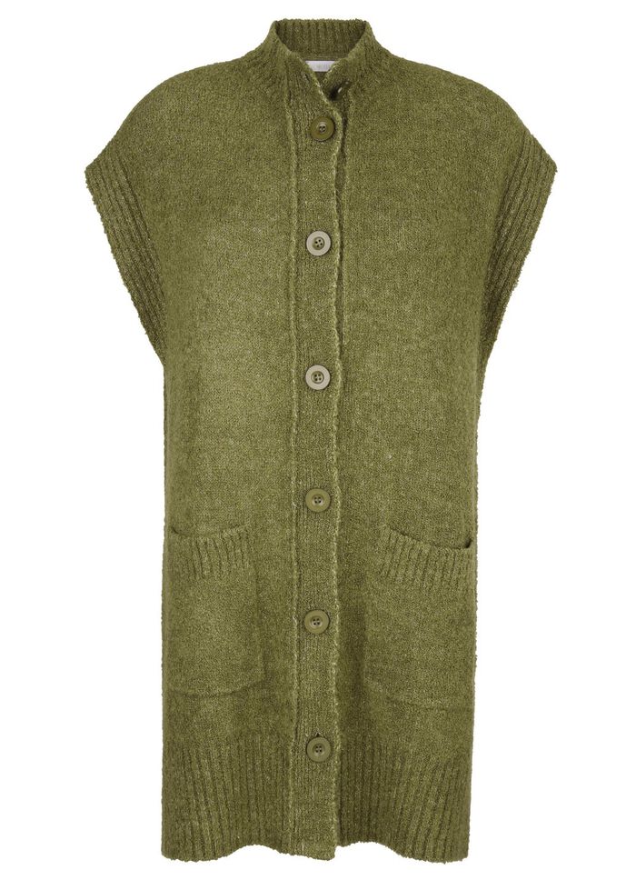 Gebreid vest gemaakt van boucl&eacute; gem&ecirc;leerd garen 