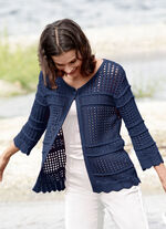 Cardigan met opengewerkt patroon DONKERBLAUW