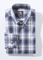 Overhemd van "King's Road" met button-down kraag in 3 kleuren DONKER PAARS ECRU GERUIT