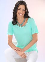 Shirt met interessante afwerking in 2 kleuren MUNT