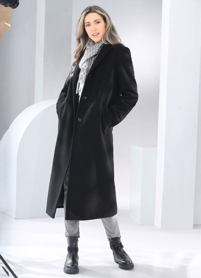 Jas met knoopsluiting ZWART