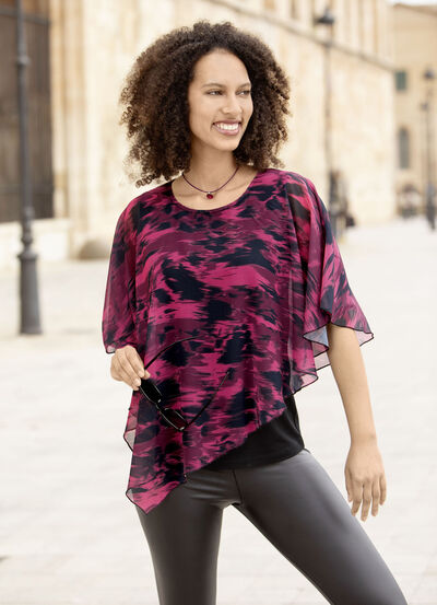 Poncho tuniek met geïntegreerde top 
