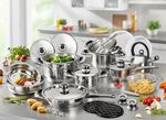 28-delige pannenset van hoogwaardig roestvrij staal 