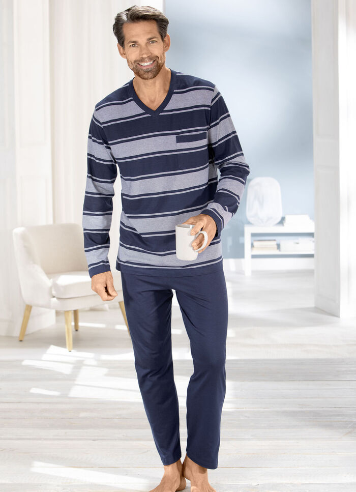 Set van twee pyjama's met V-hals en open zomen 