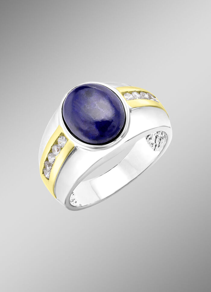 Herenring met lapis lazuli en zirkonia 
