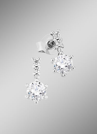 Hoogglans oorknopjes met synth. zirkonia 