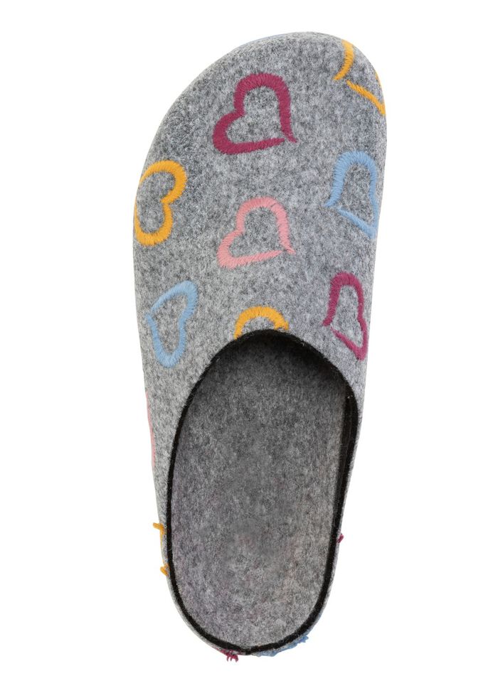 Laurina, klassieke damespantoffels, breedte H, met anatomisch gevormd voetbed GRIJS