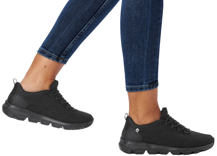 Rieker sneakers met elastische decoratieve vetersluiting ZWART