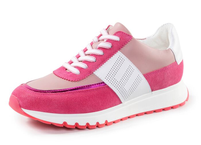 ELENA EDEN sneakers met decoratieve perforatie ROZE-WIT