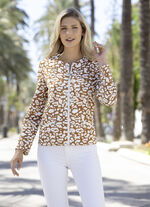 Geweldige combinatie blousejasje TAUPE-WIT