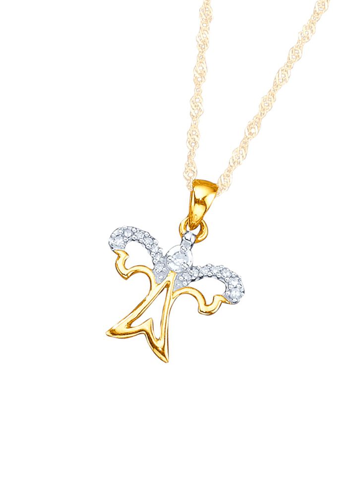 Beschermengelhanger met 15 diamanten 